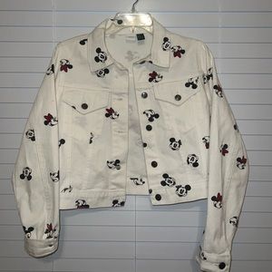 Mickey Mouse/Minnie Mouse White Denim Cropped Jacket